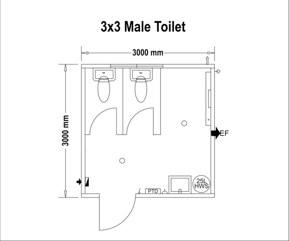 3x3 male toilet